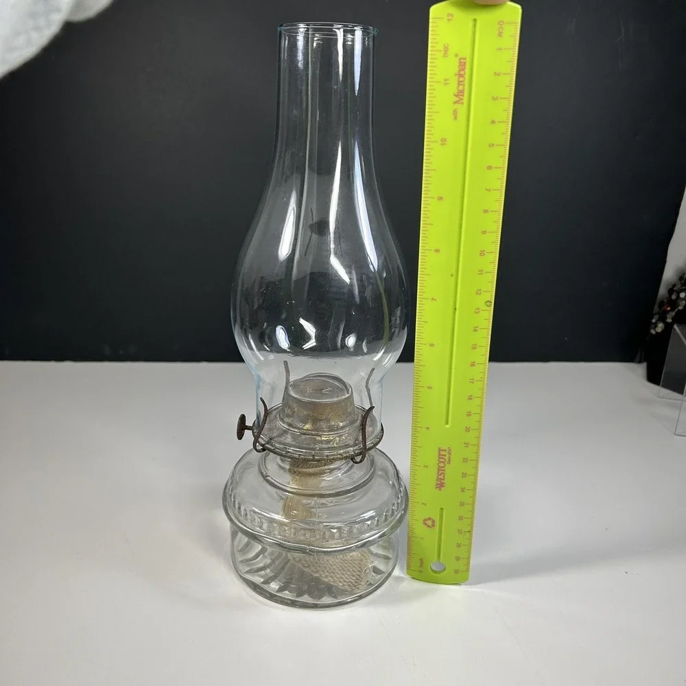 Vintage Tall Clear Indoor Glass Chimney Kerosene Oil Lamps round Base